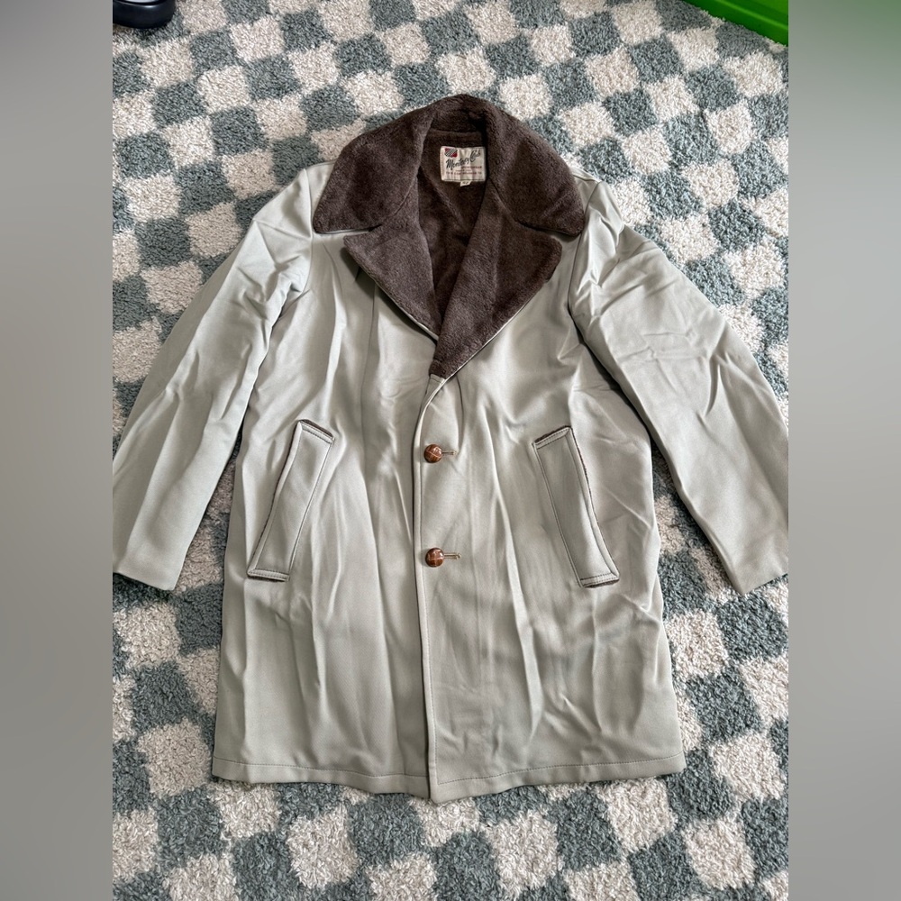 MONTEREY CLUB Vintage Made In USA Topcoat Barn Coat Chore Jacket Woven Buttons